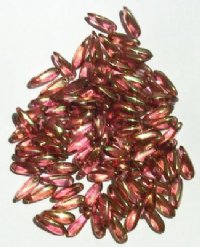 100 3x11mm Pink Lustre Glass Dagger Beads